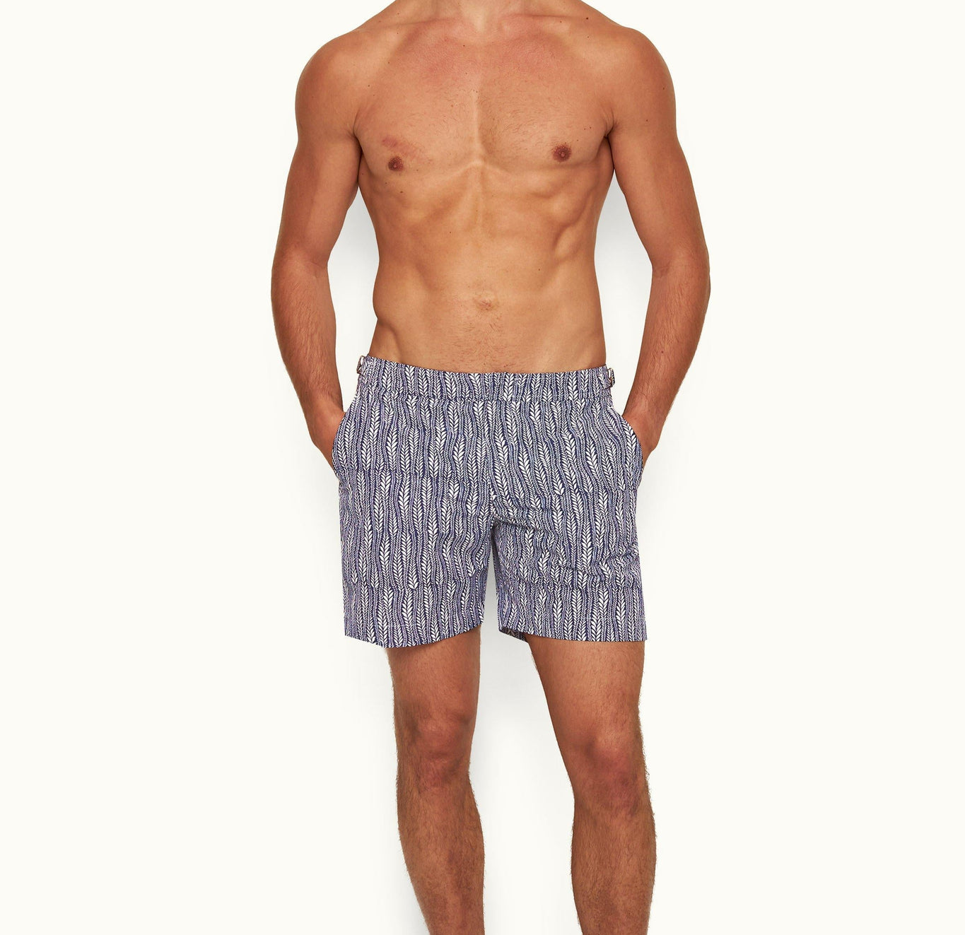 Bulldog Fern Mid-Length Swim Shorts | Lagoon Blue/White