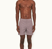Bulldog Geo Tela Mid-Length Swim Shorts | Vermillion