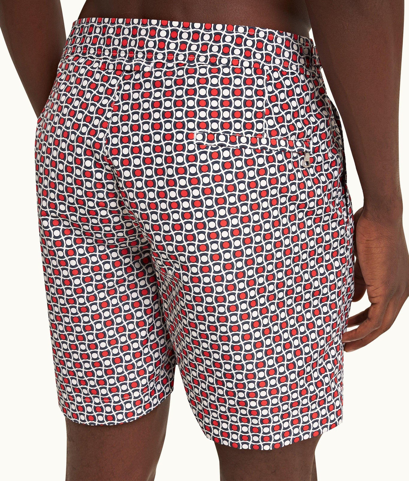 Bulldog Geo Tela Mid-Length Swim Shorts | Vermillion