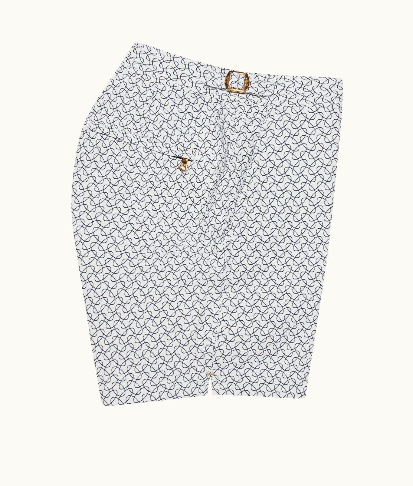 Bulldog Geometric Orb Jacquard Mid-Length Swim Shorts | White Sand/Night Iris