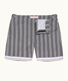 Bulldog Rills Print Mid-Length Swim Shorts Woven | Night Iris/White Sand