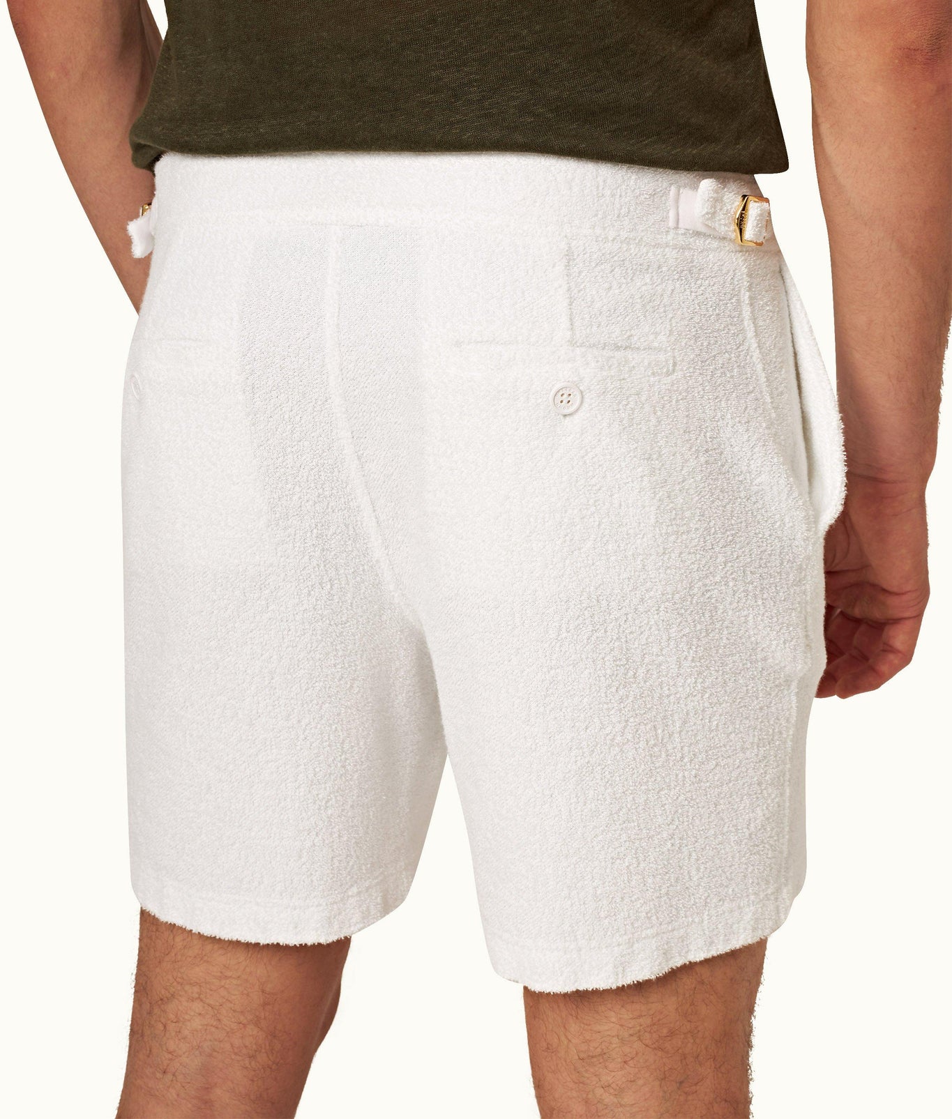 Bulldog Towelling Mid-Length Double-Faced Towelling Shorts | White