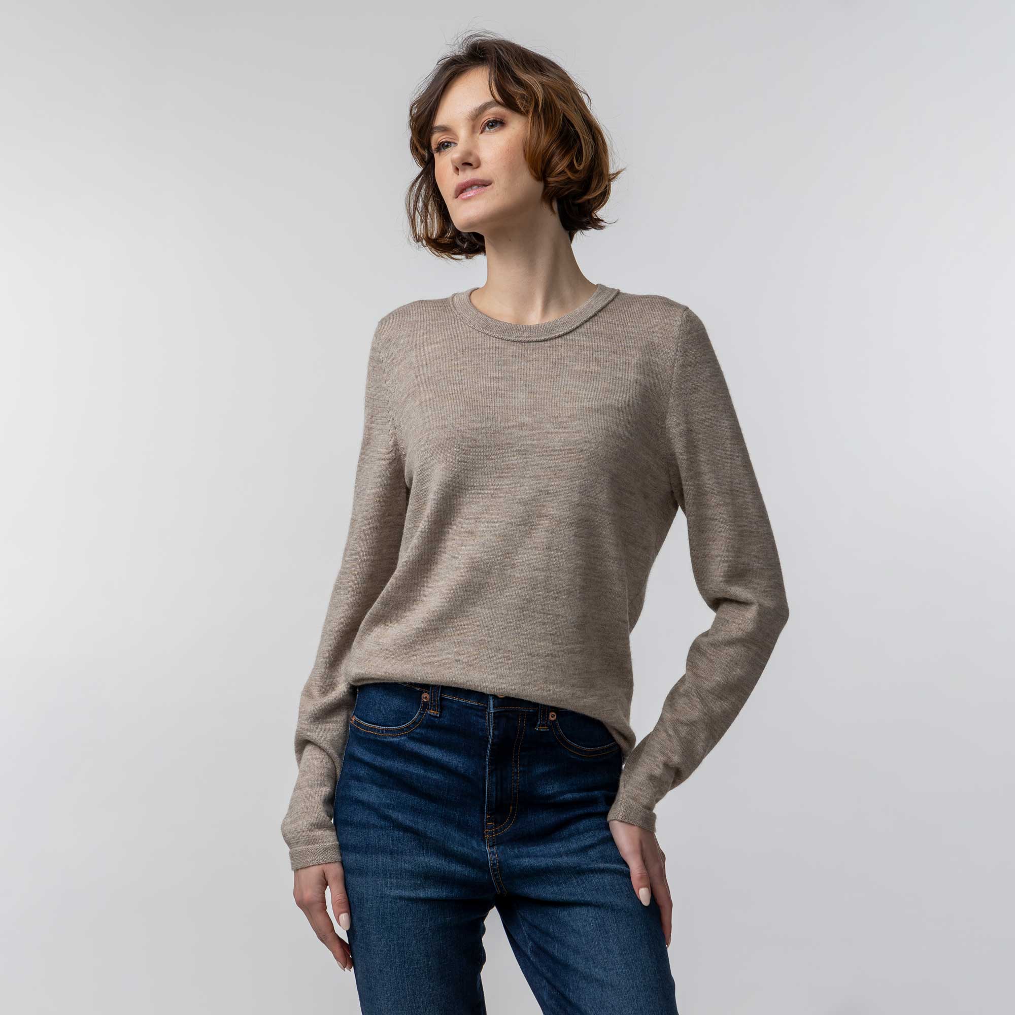 Womens | Crew Neck Sweater for Women | Light Taupe
