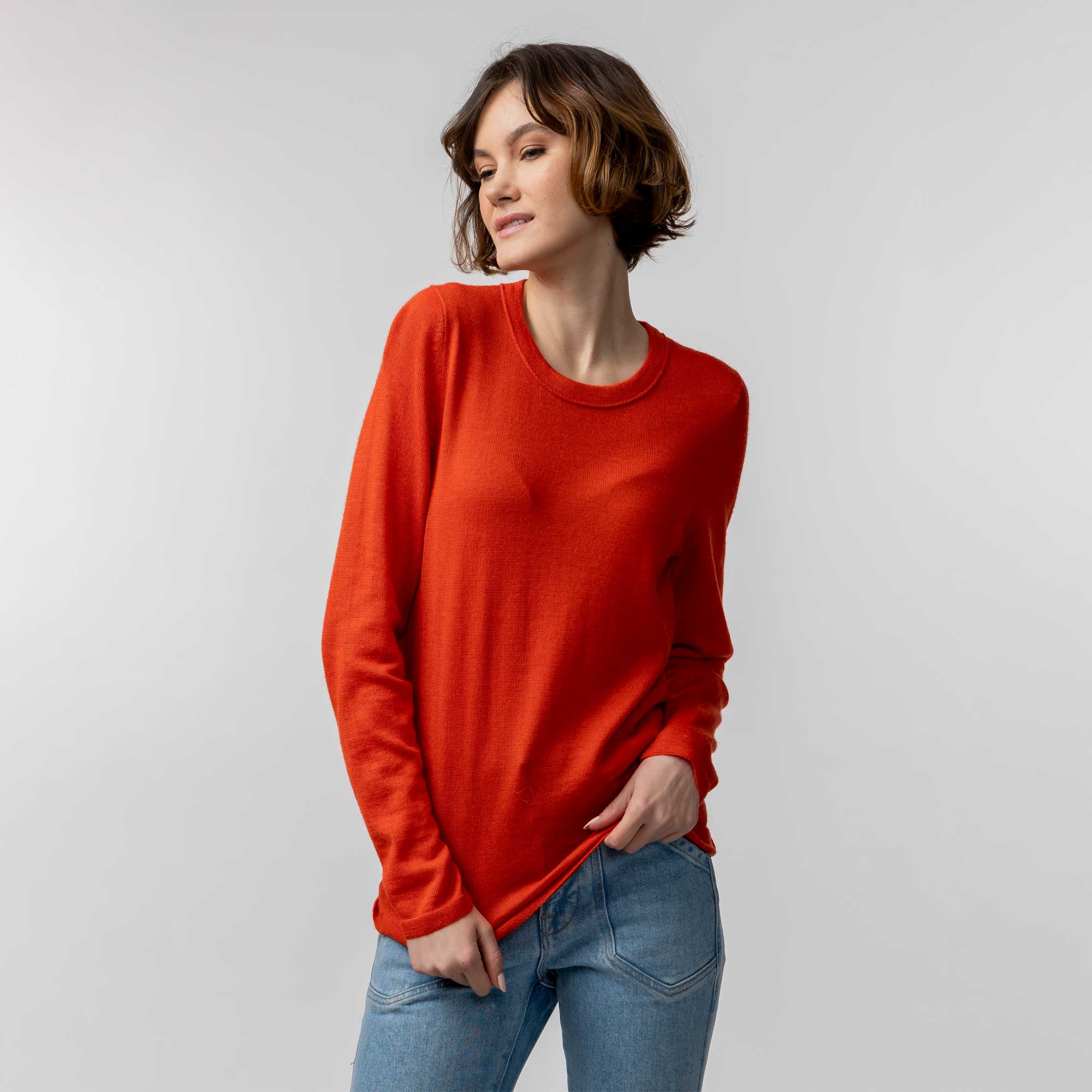Womens | Crew Neck Sweater for Women | Tangerine
