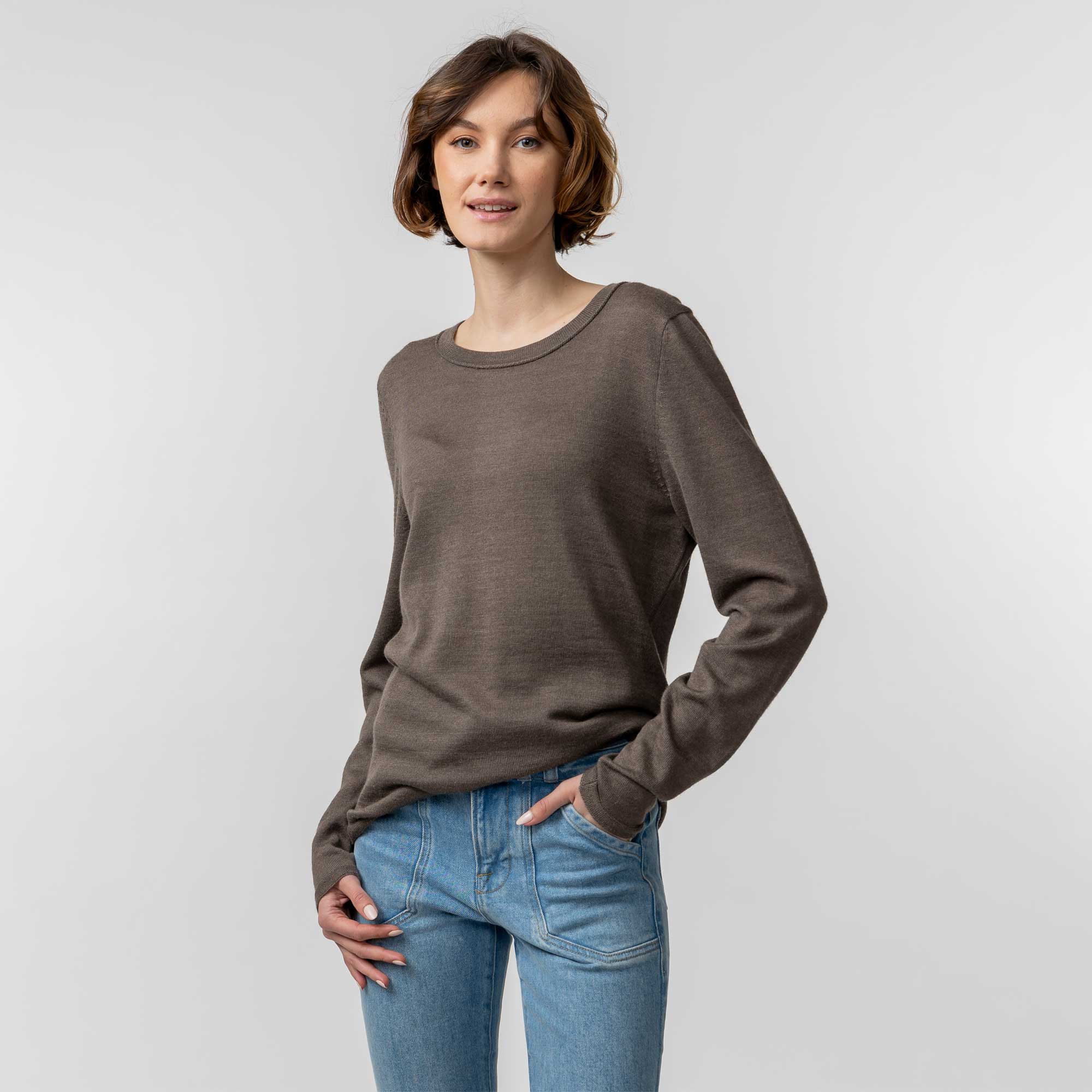 Womens | Crew Neck Sweater for Women | Mocha