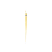 14K Recycled Gold Quill Spike Charm with Sapphire on a white background. 