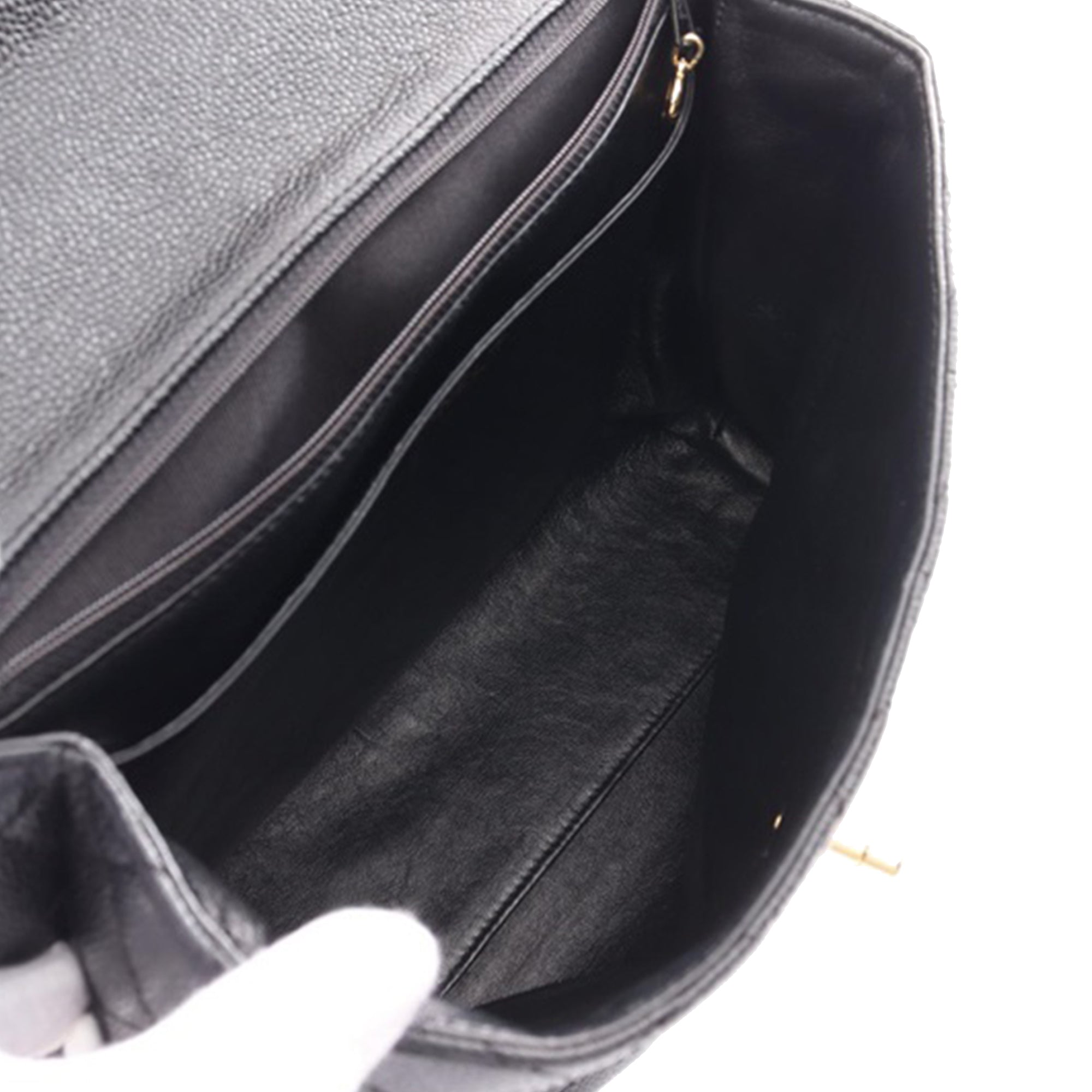 Chanel | Pre-Owned CC Quilted Caviar Kelly Top Handle Bag | Black