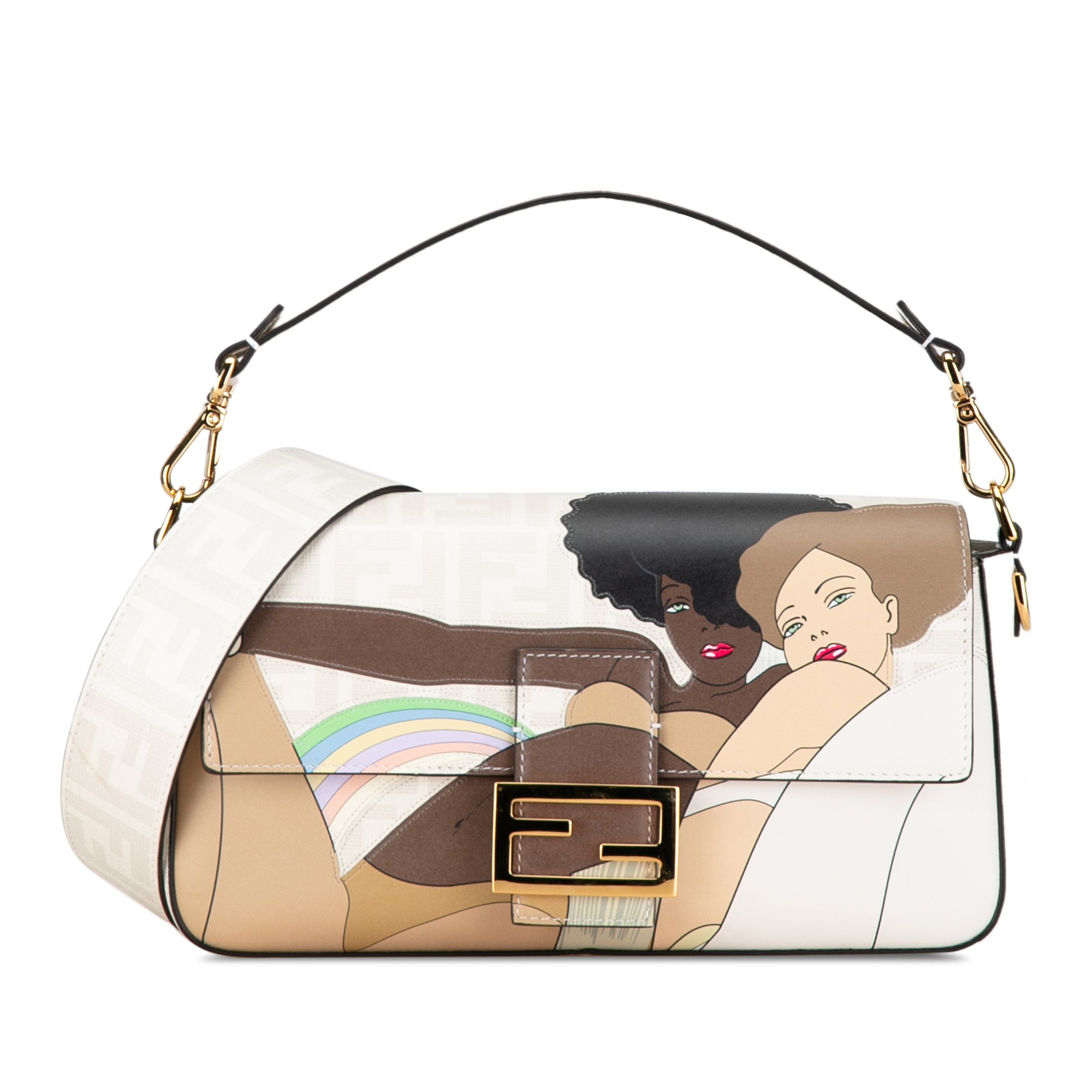 Fendi | Pre-Owned Zucca Graphic Print Coated Canvas Bikini Girls Baguette Satchel | White