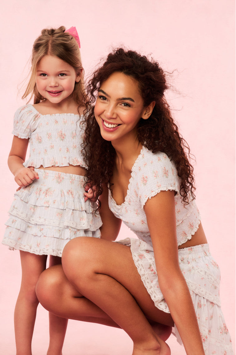 Cambron Cotton Floral Top | Skylight  Blue