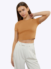 Womens | Tomboy Slim-Fit Tomboy-Cotton Tee Cropped | Caramel