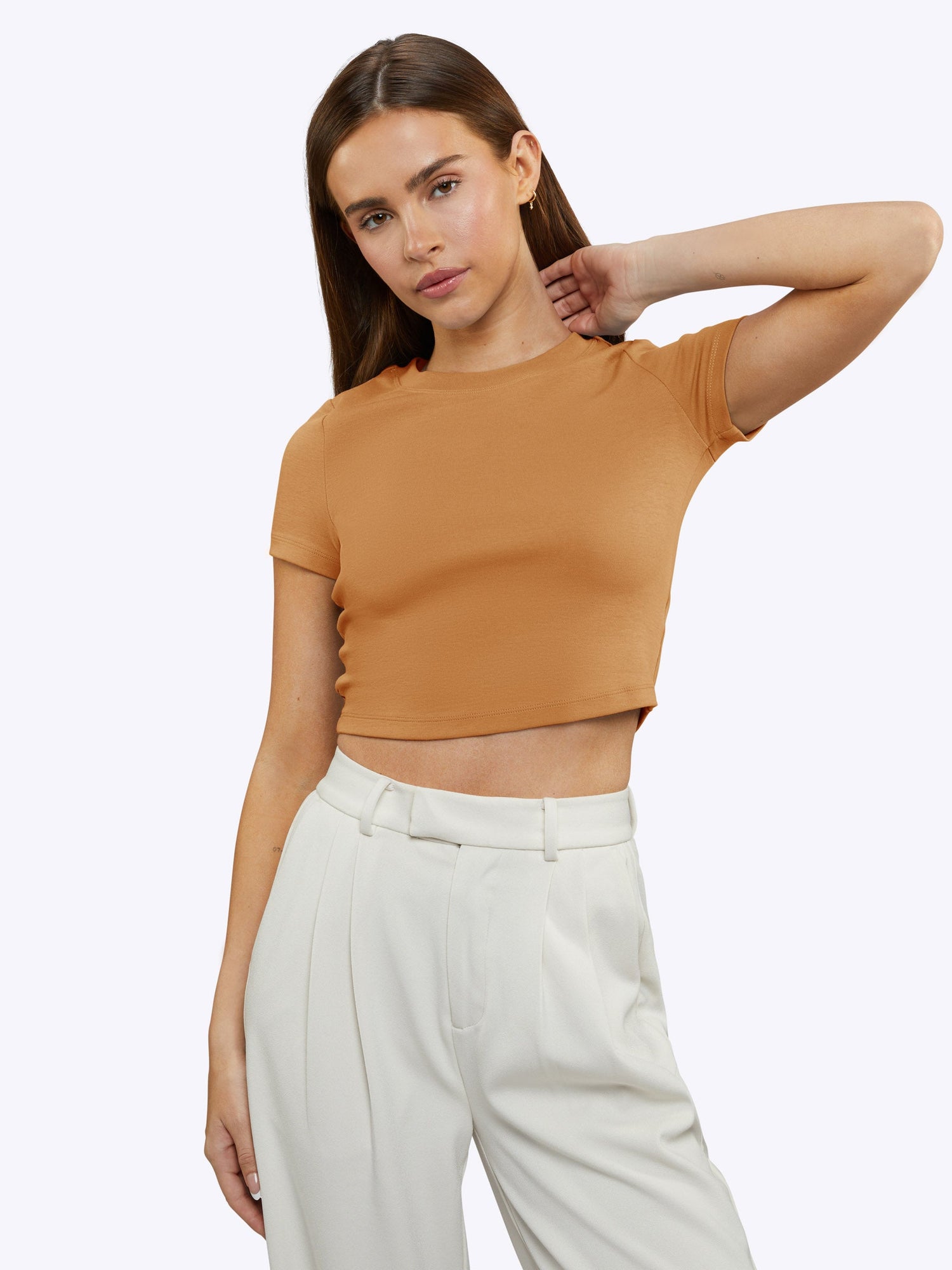 Womens | Tomboy Slim-Fit Tomboy-Cotton Tee Cropped | Caramel