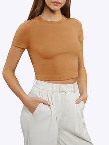 Womens | Tomboy Slim-Fit Tomboy-Cotton Tee Cropped | Caramel