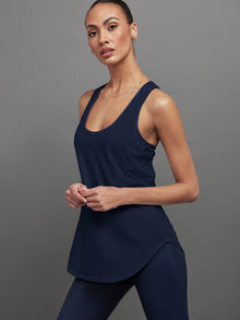 Carbon38 | Long Racerback Tank | Navy Blazer