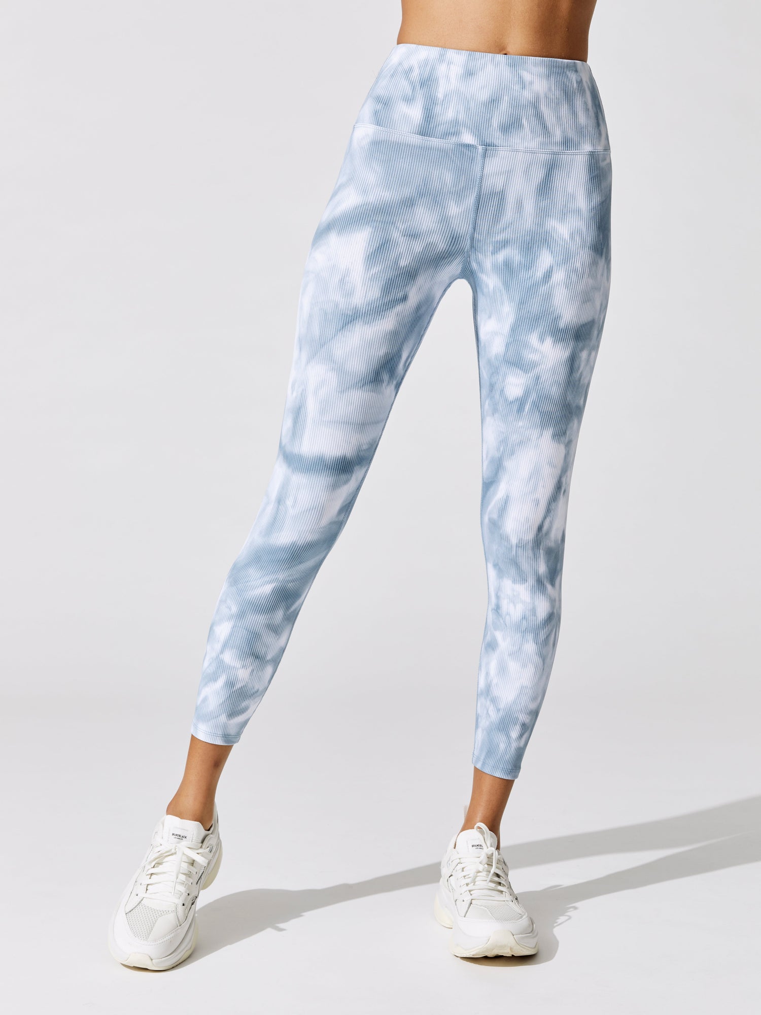 Carbon38 | Tie Dye Ribbed 7/8 Legging | French Navy/White Tie Dye