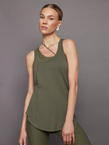 Carbon38 | Long Racerback Tank | Olive