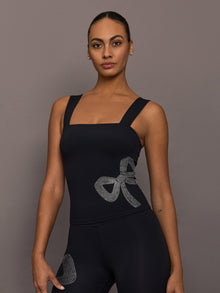Rhinestone Bow Tank in Melt | Black
