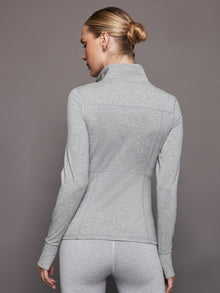 Zip Long Sleeve Run Top | Silver Heather