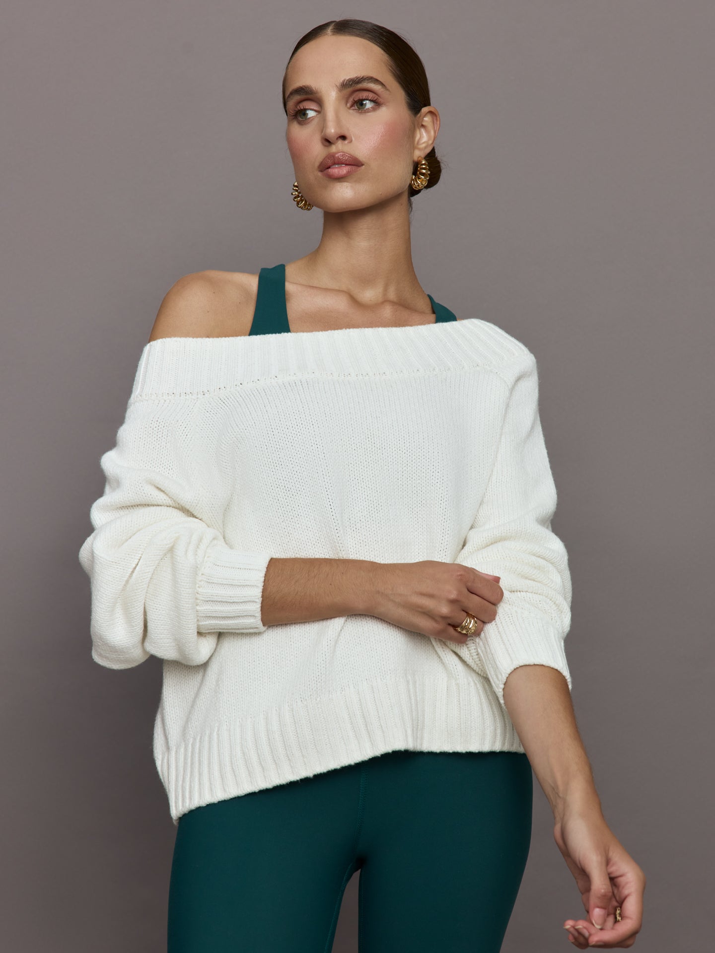 Carbon38 | Wool Blend Slouchy Knit Sweater | Off White