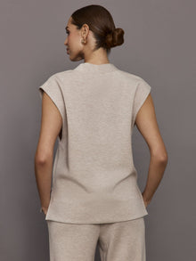 V Neck Knit Vest in Interlock | Taupe Heather