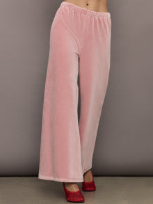Carbon38 | Wide Leg Pant in Velour | Blush