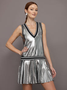 Carbon38 | Metallic Pleated Tennis Dress | Silver