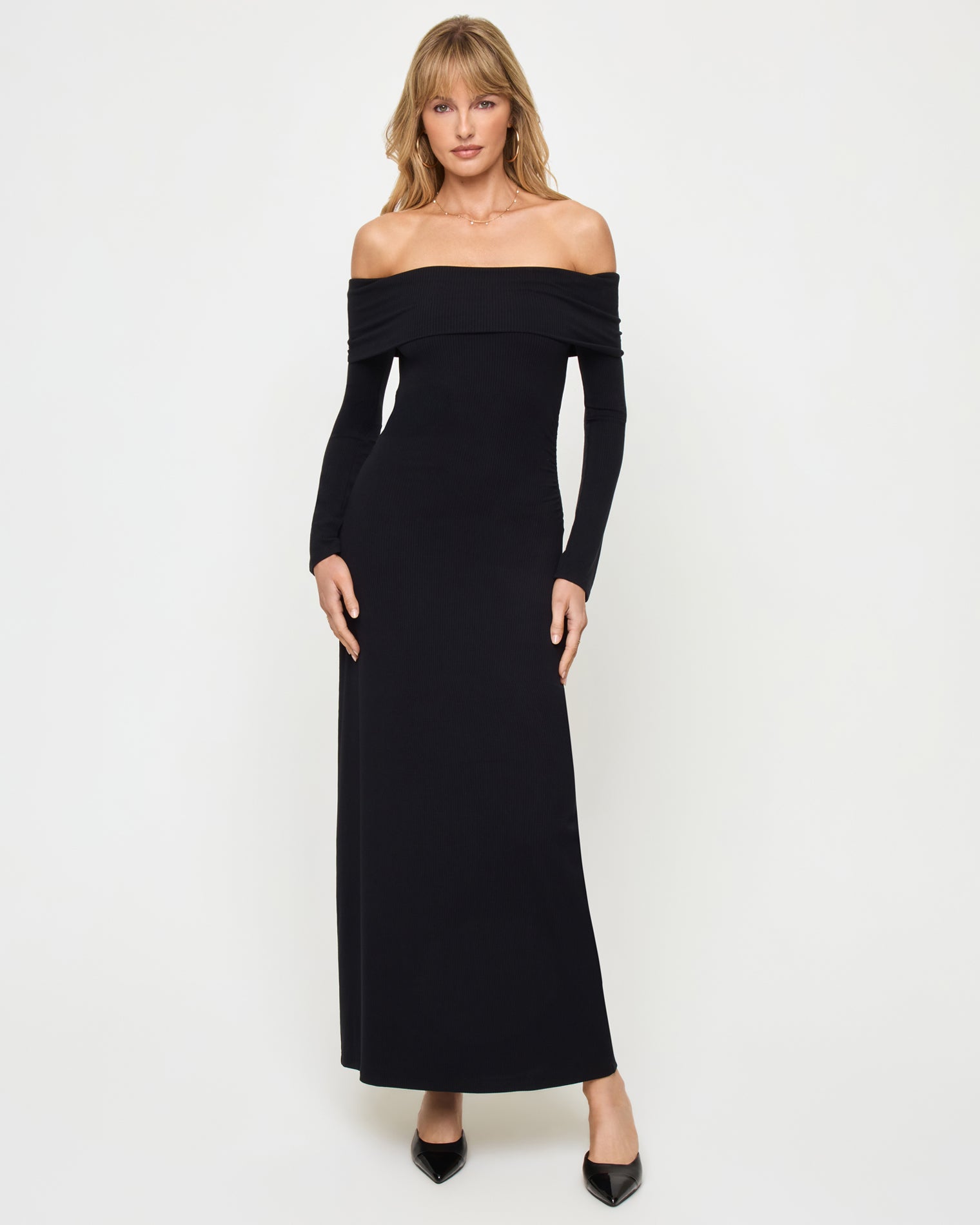 Black off the shoulder maxi dress