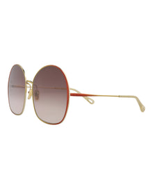 Chloe Round Metal Sunglasses | Brown