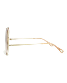 Chloe Round Metal Sunglasses | Gold