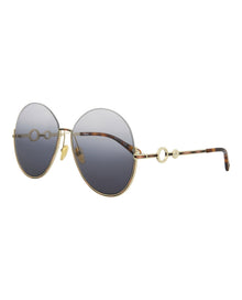 Chloe Round Metal Sunglasses | Gold