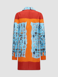 Charisse Printed Shirt Dress | Orange/Blue