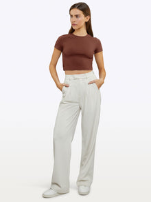 Womens | Tomboy Slim-Fit Tomboy-Cotton Tee Cropped | Chocolate