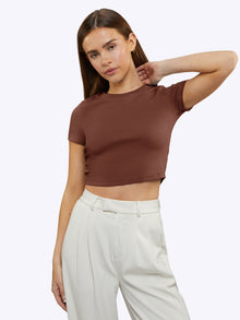 Womens | Tomboy Slim-Fit Tomboy-Cotton Tee Cropped | Chocolate