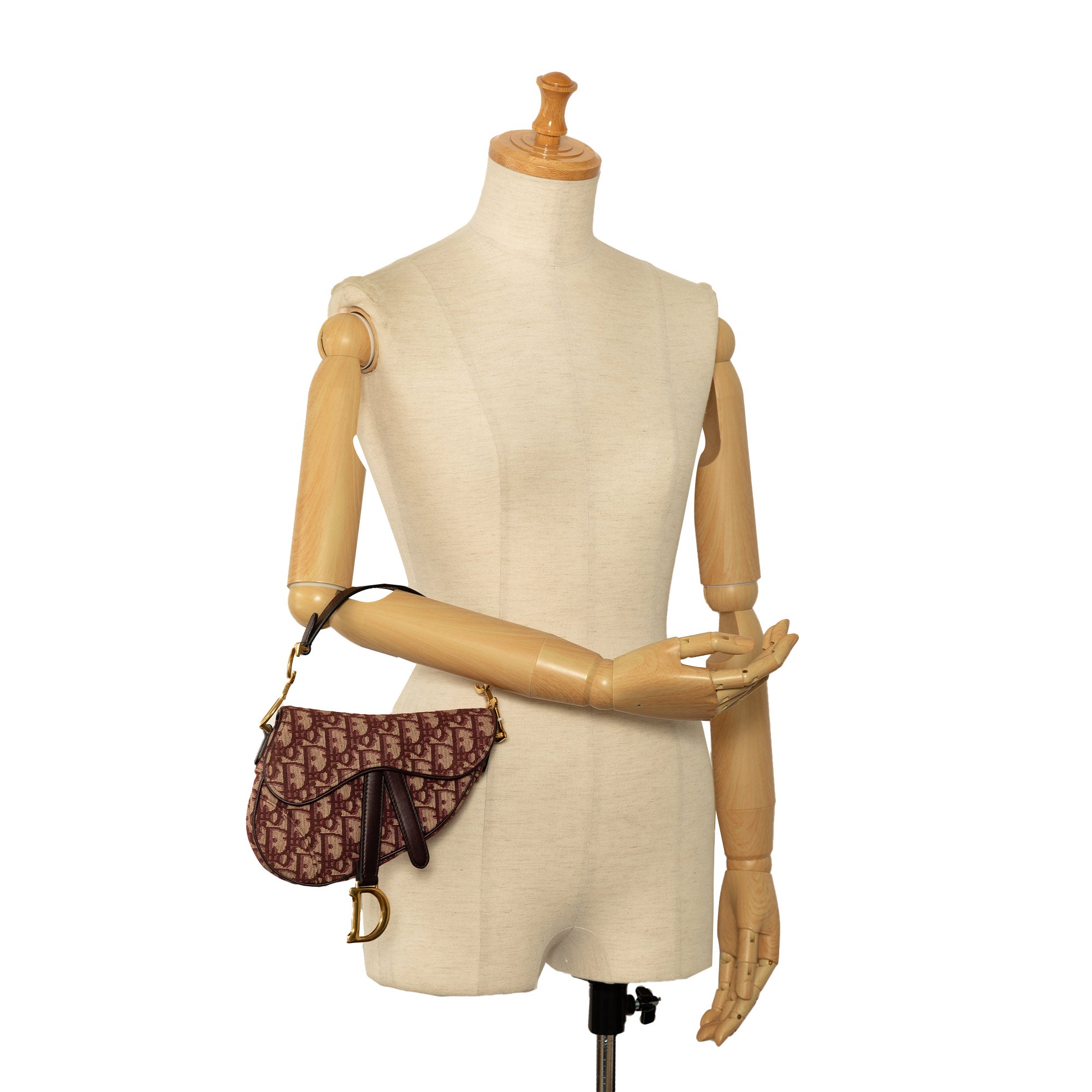 Dior | Pre-Owned Mini Oblique Canvas Saddle Bag | Red/Bordeau