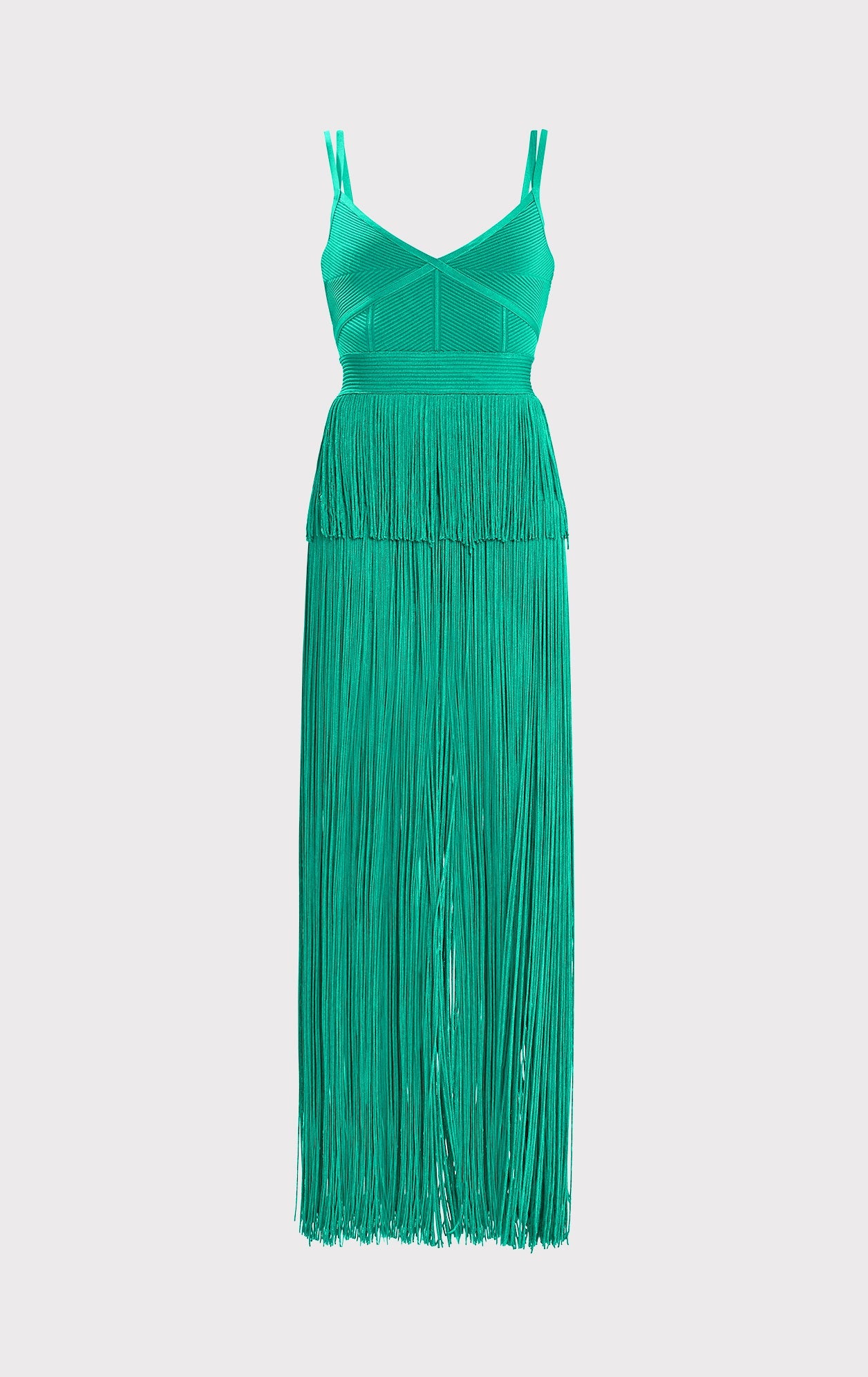 Strappy Ottoman Fringe Gown | Jade