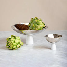 Coluna Fruit Bowl | Silver-Plated Stainless Steel | Italian Carrara Marble