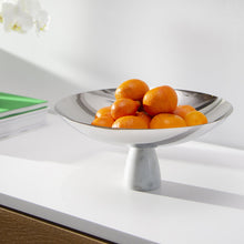 Coluna Fruit Bowl | Silver-Plated Stainless Steel | Italian Carrara Marble