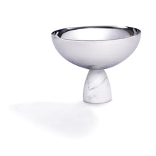 Coluna Nut Bowl | Silver-Plated Stainless Steel | Italian Carrara Marble