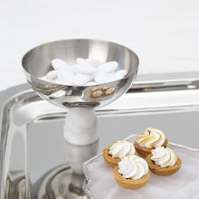 Coluna Nut Bowl | Silver-Plated Stainless Steel | Italian Carrara Marble