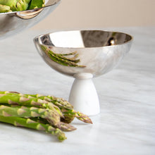 Coluna Nut Bowl | Silver-Plated Stainless Steel | Italian Carrara Marble