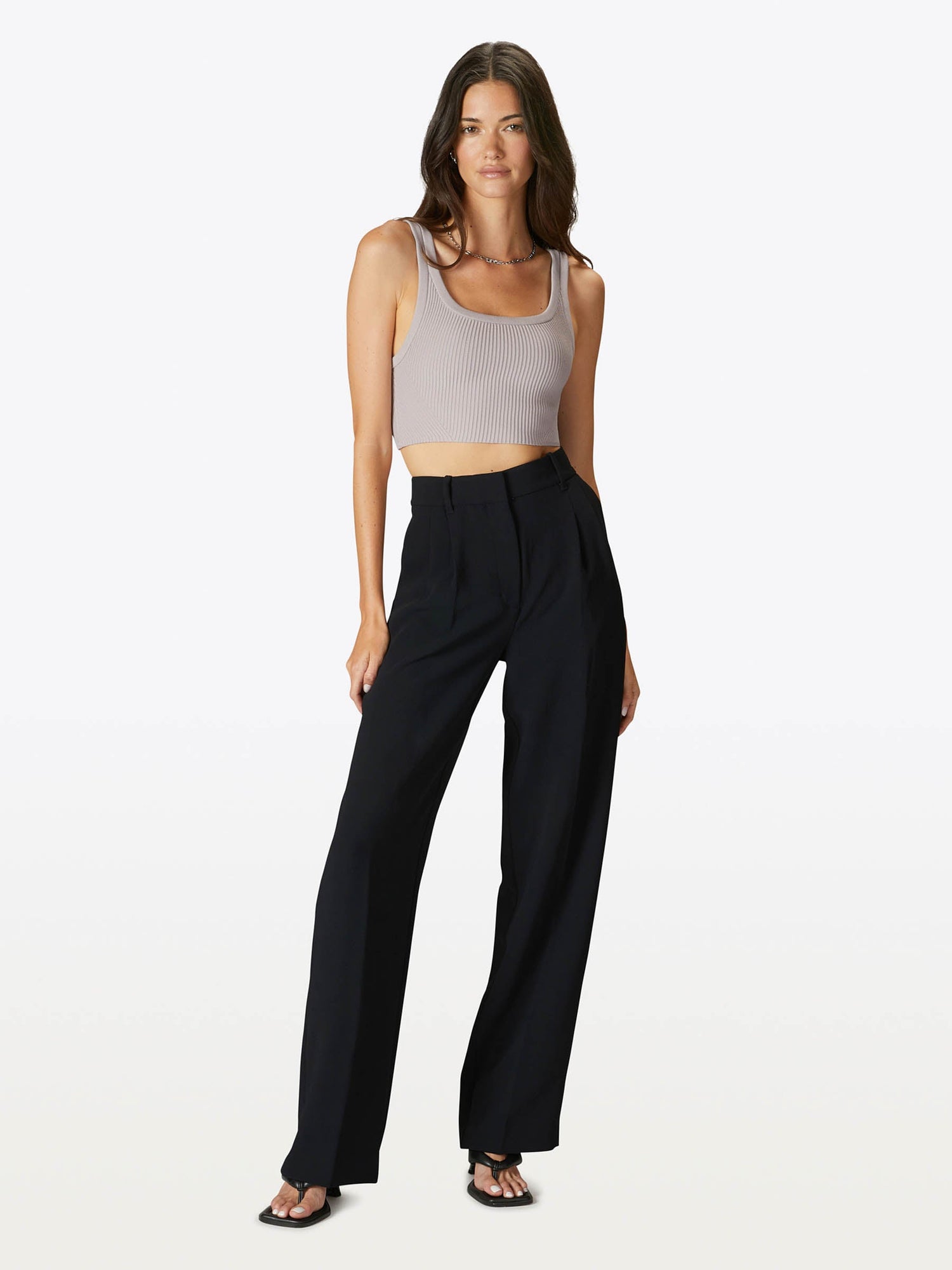 Womens | Coreflex Form-Fitting Cropped Tank | Concrete