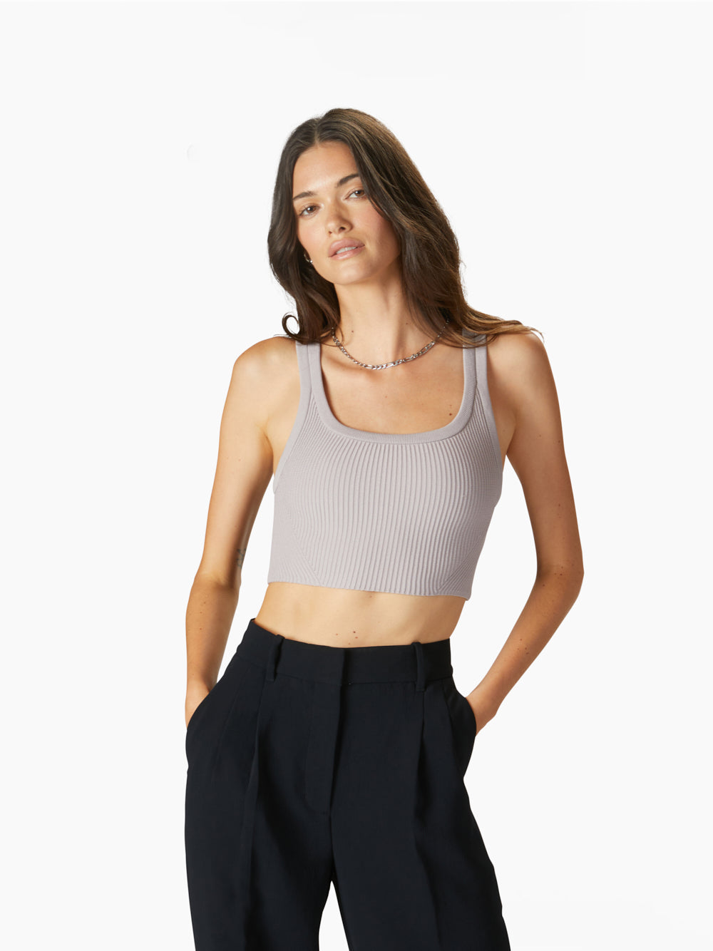 Womens | Coreflex Form-Fitting Cropped Tank | Concrete