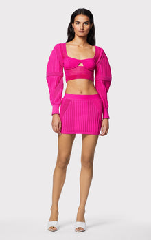 Ottoman Low Rise Mini Skirt | Magenta