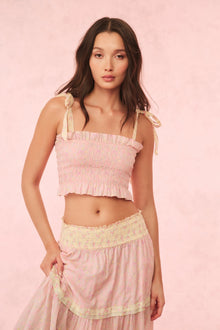 Corbin Cotton Mixed Print Top | Pink Lemonade