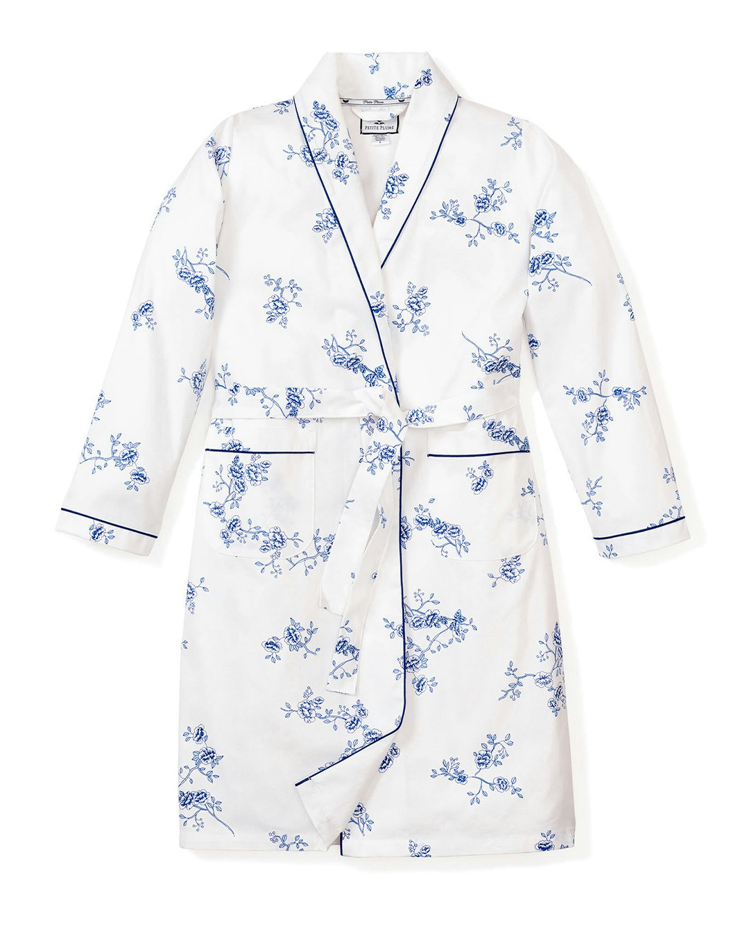 Kid's Twill Robe in Gardens of Giverny in Indigo Floral#Color_Indigo Floral