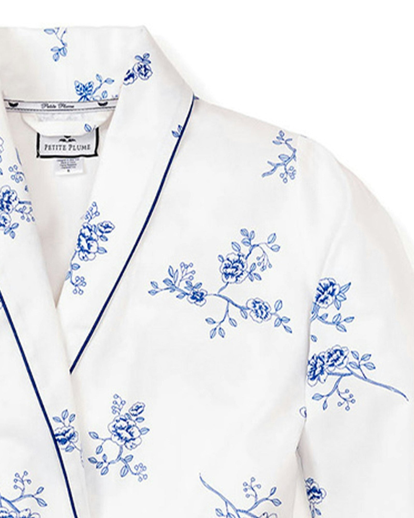 Kid's Twill Robe in Gardens of Giverny in Indigo Floral#Color_Indigo Floral