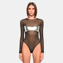 OW Collection CROC Mesh Bodysuit Bodysuit 121 - Black