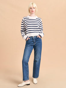 Cropped Marin Sweater | Cream x Navy