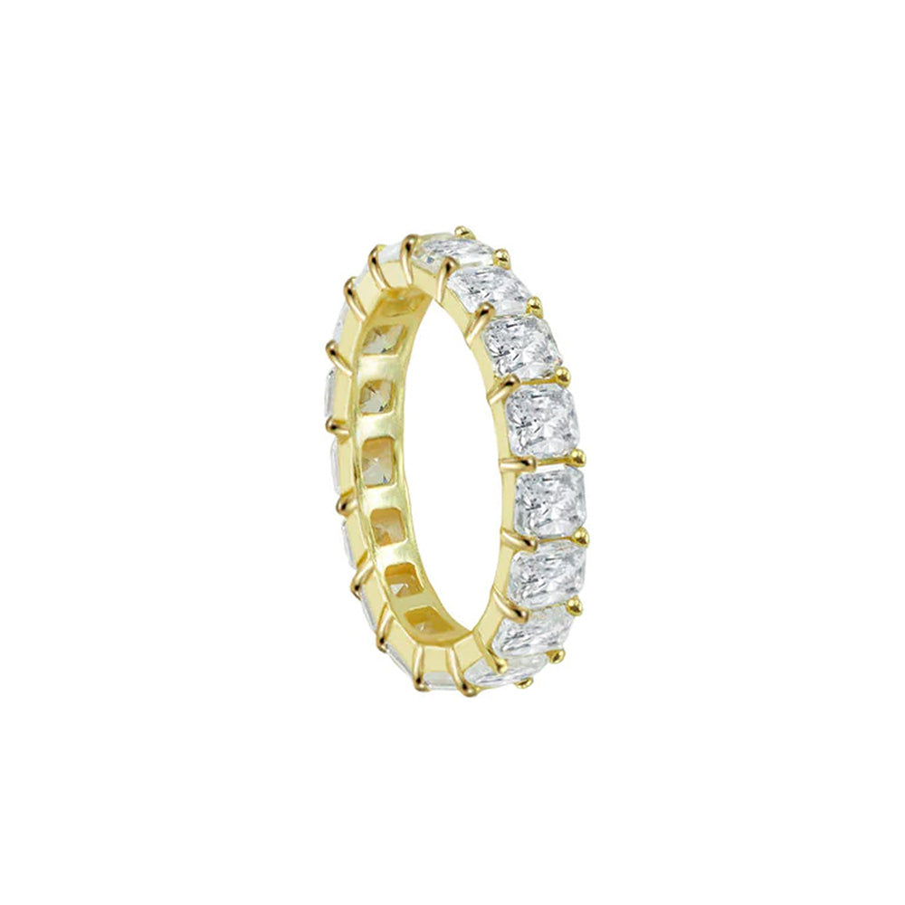 The Cushion Cut Eternity Band | 18KT Gold Vermeil & Sterling Silver