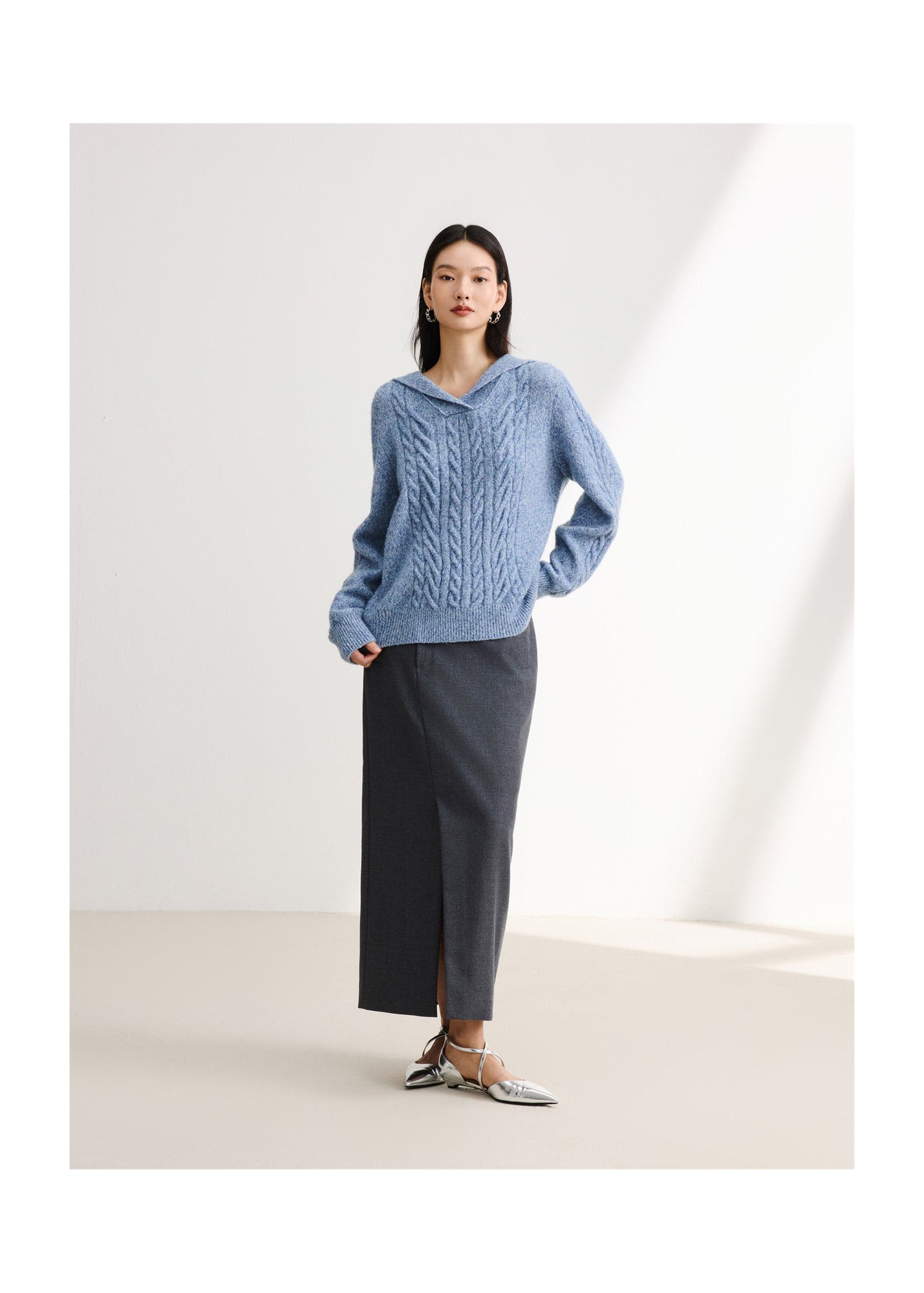 Cable Knit Pullover | Blue
