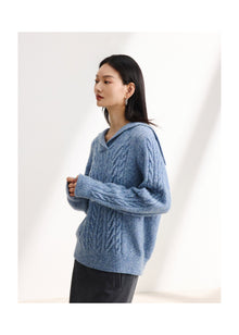 Cable Knit Pullover | Blue